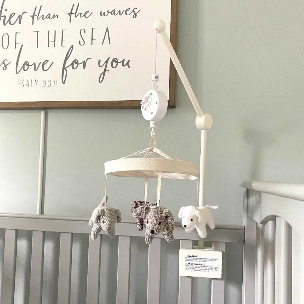 Pottery Barn Kids Knit Dog Musical Crib Mobile with Crib Mobile Arm